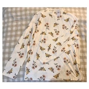 LOFT Floral Long Sleeve Mock Neck Top